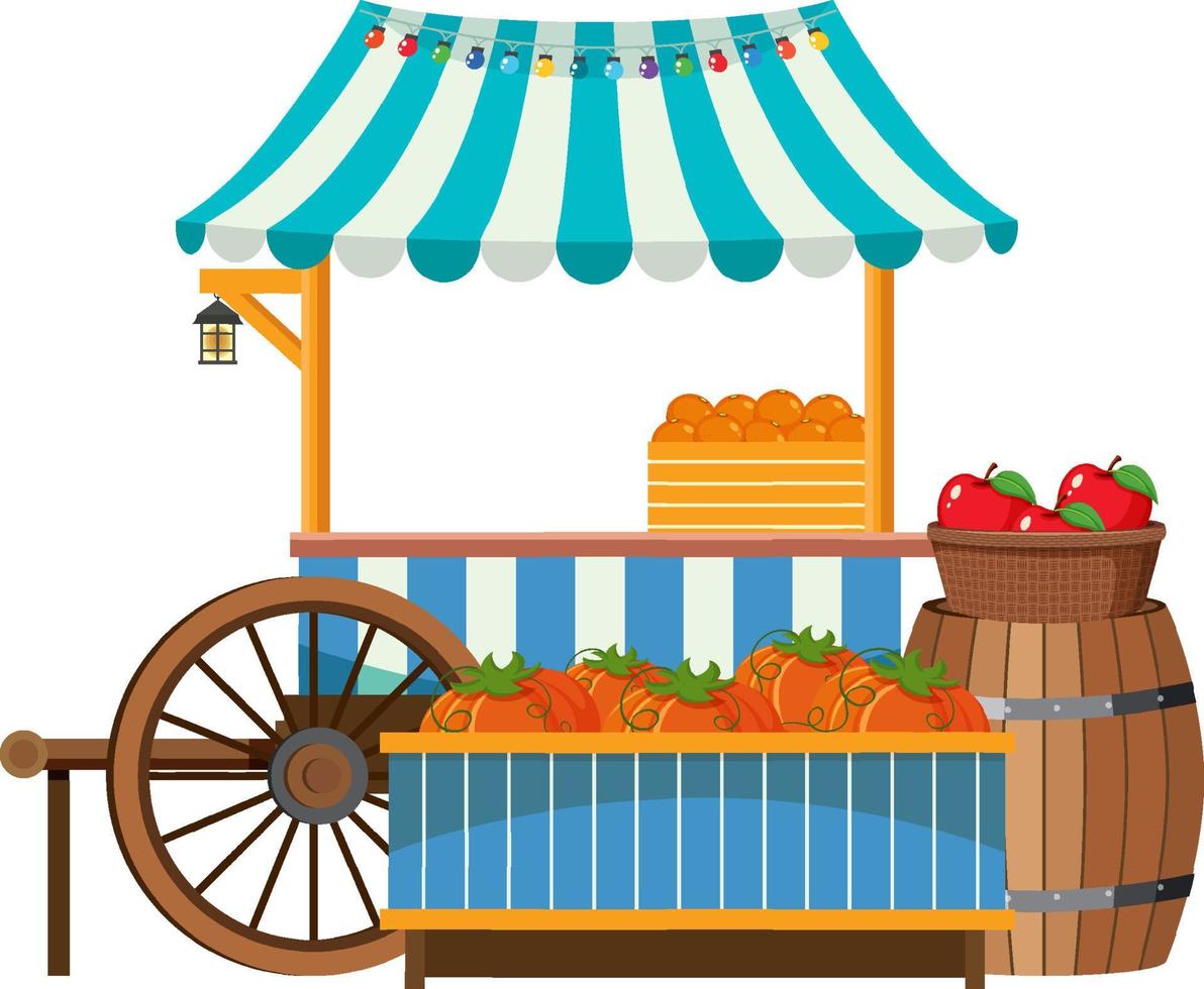 concepto de carrito de comida callejera con carrito de frutas vector