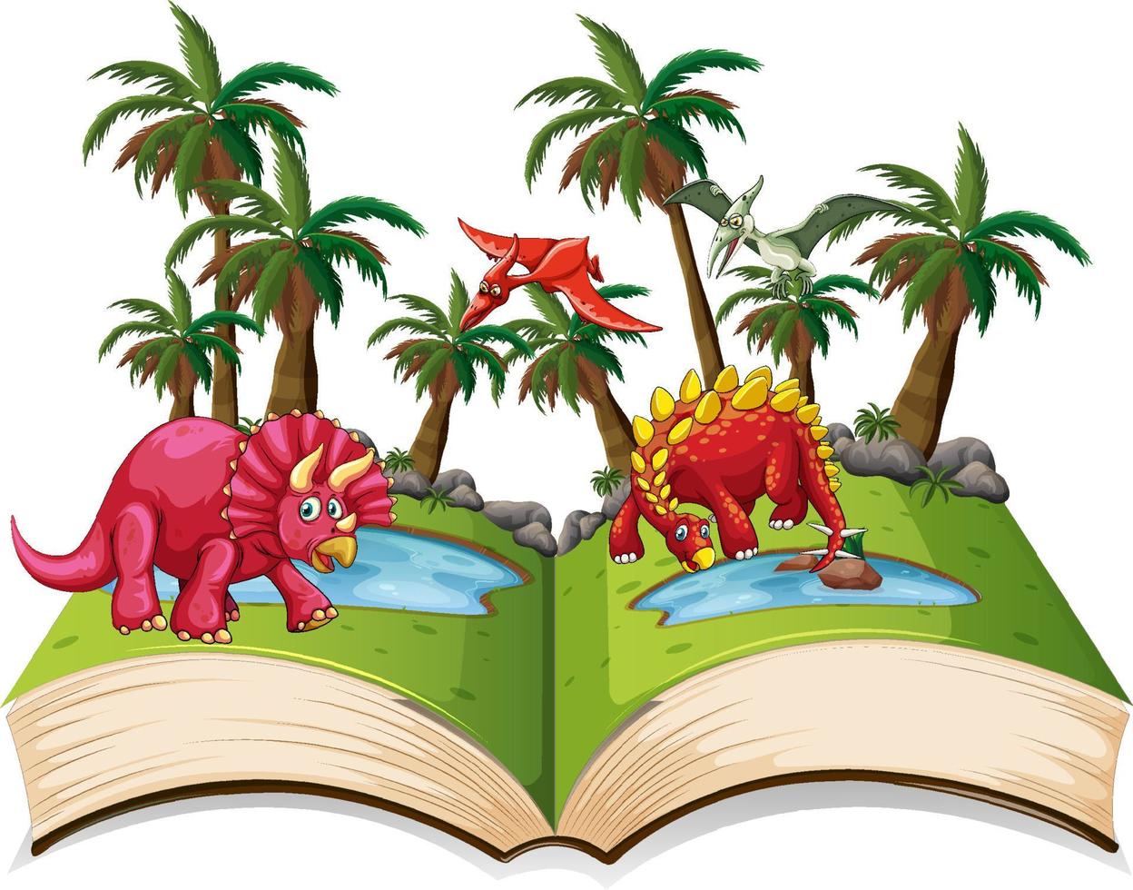 Book of dinosaur in the forest vector