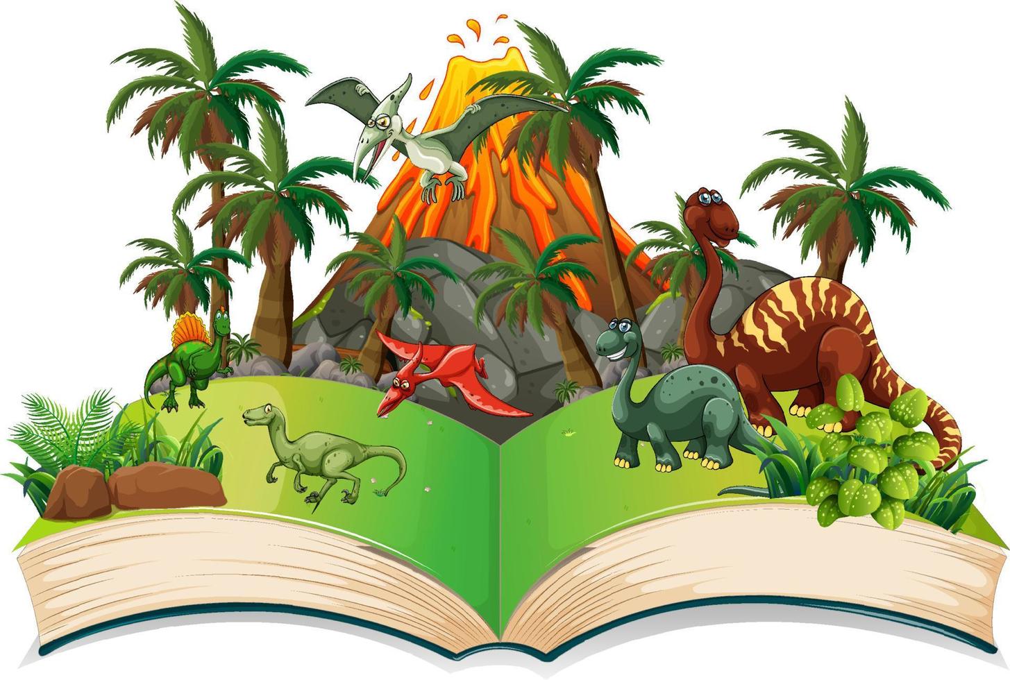 Book of dinosaur in the forest vector