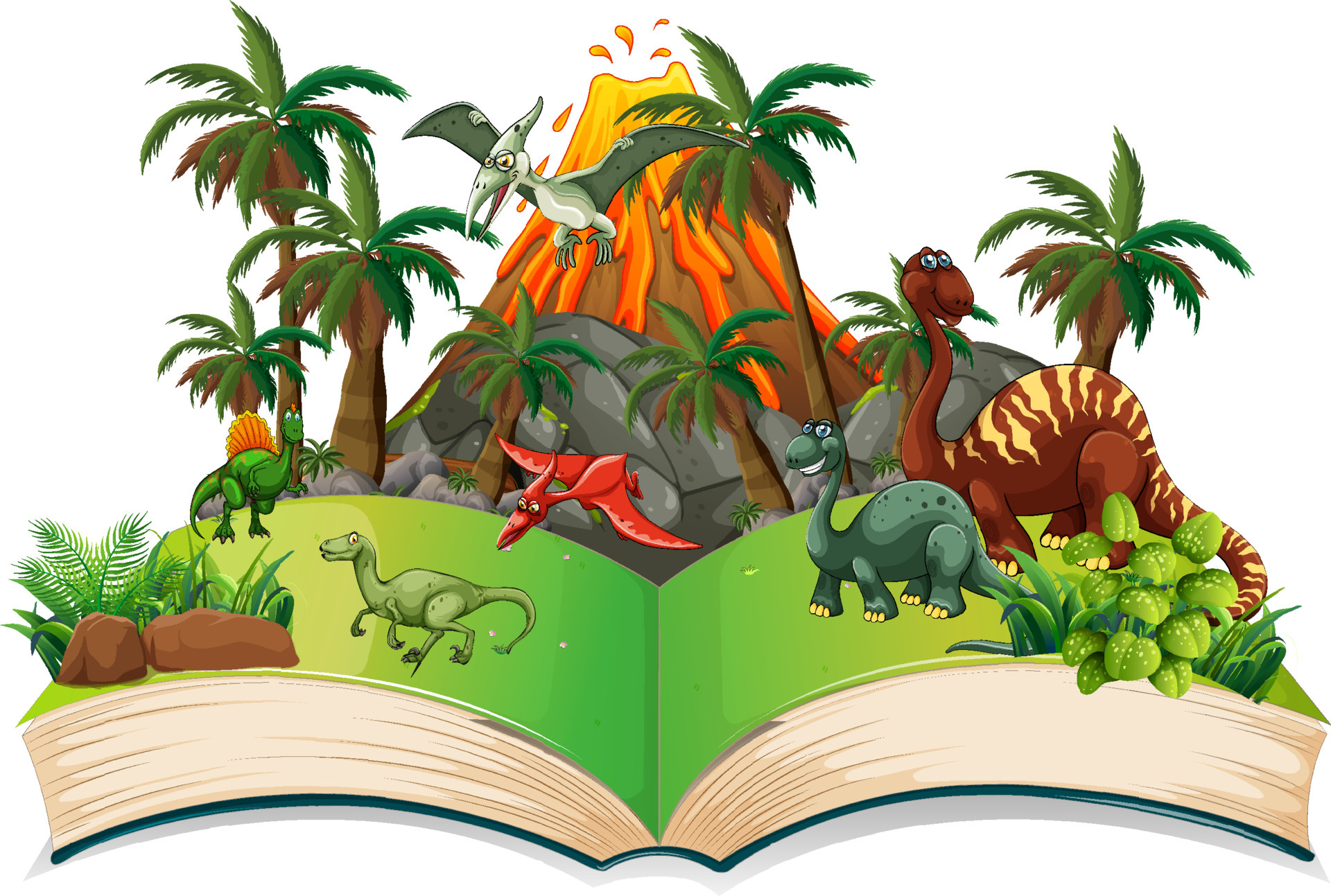Book of dinosaur in the forest 6768525 Vector Art at Vecteezy