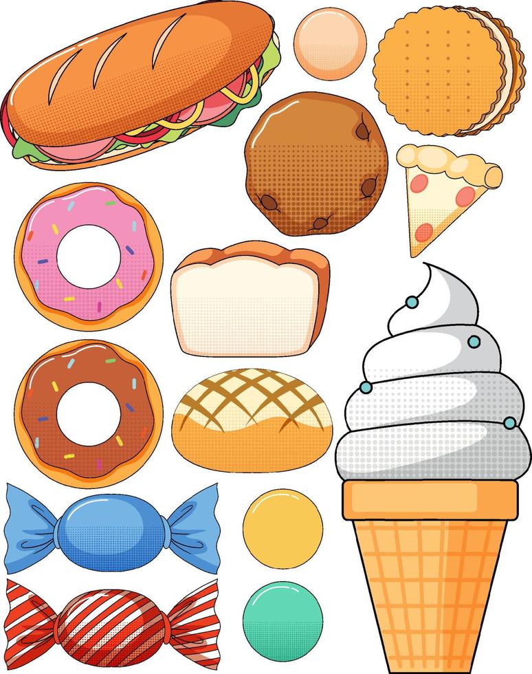 A various sweets on white background vector