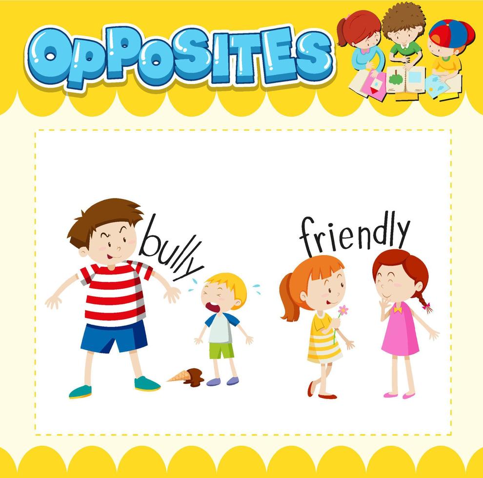 Opposite words for bully and friendly 6768546 Vector Art at Vecteezy
