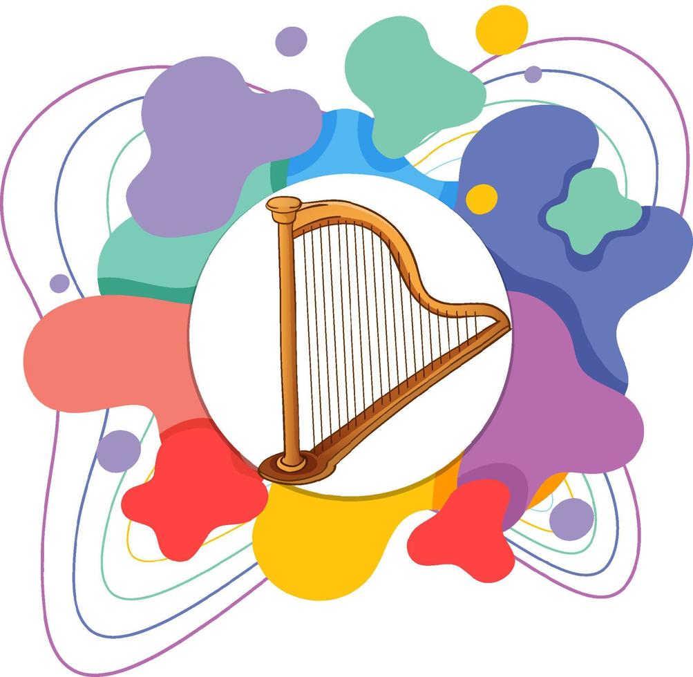 Harp instrument on white background vector