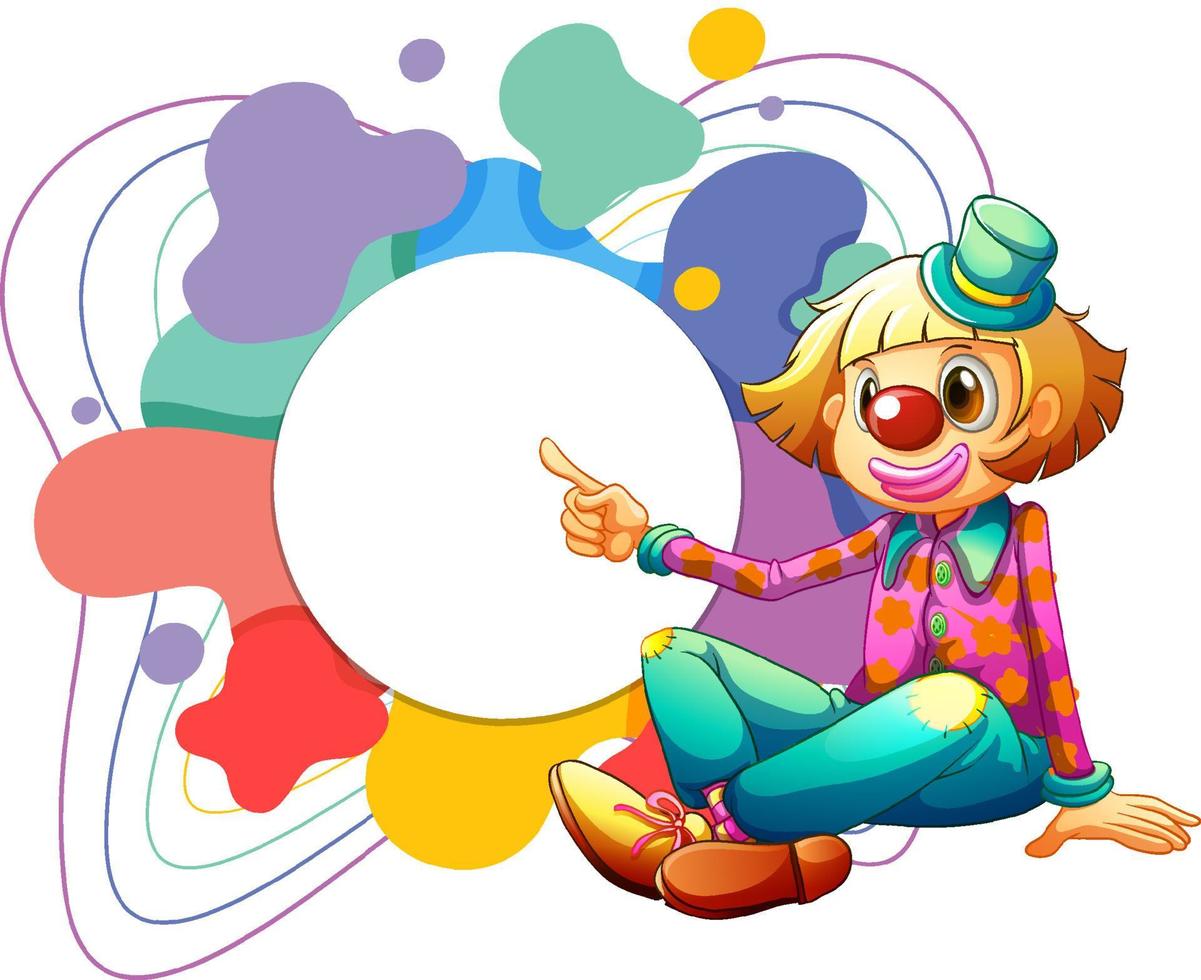 payaso con pancarta de colores en blanco vector