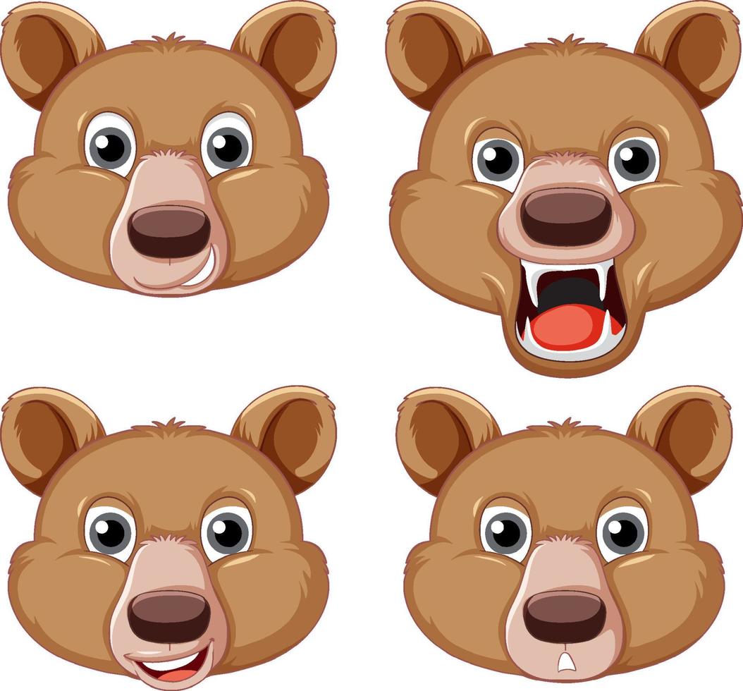 A set of big brown bear on white background vector