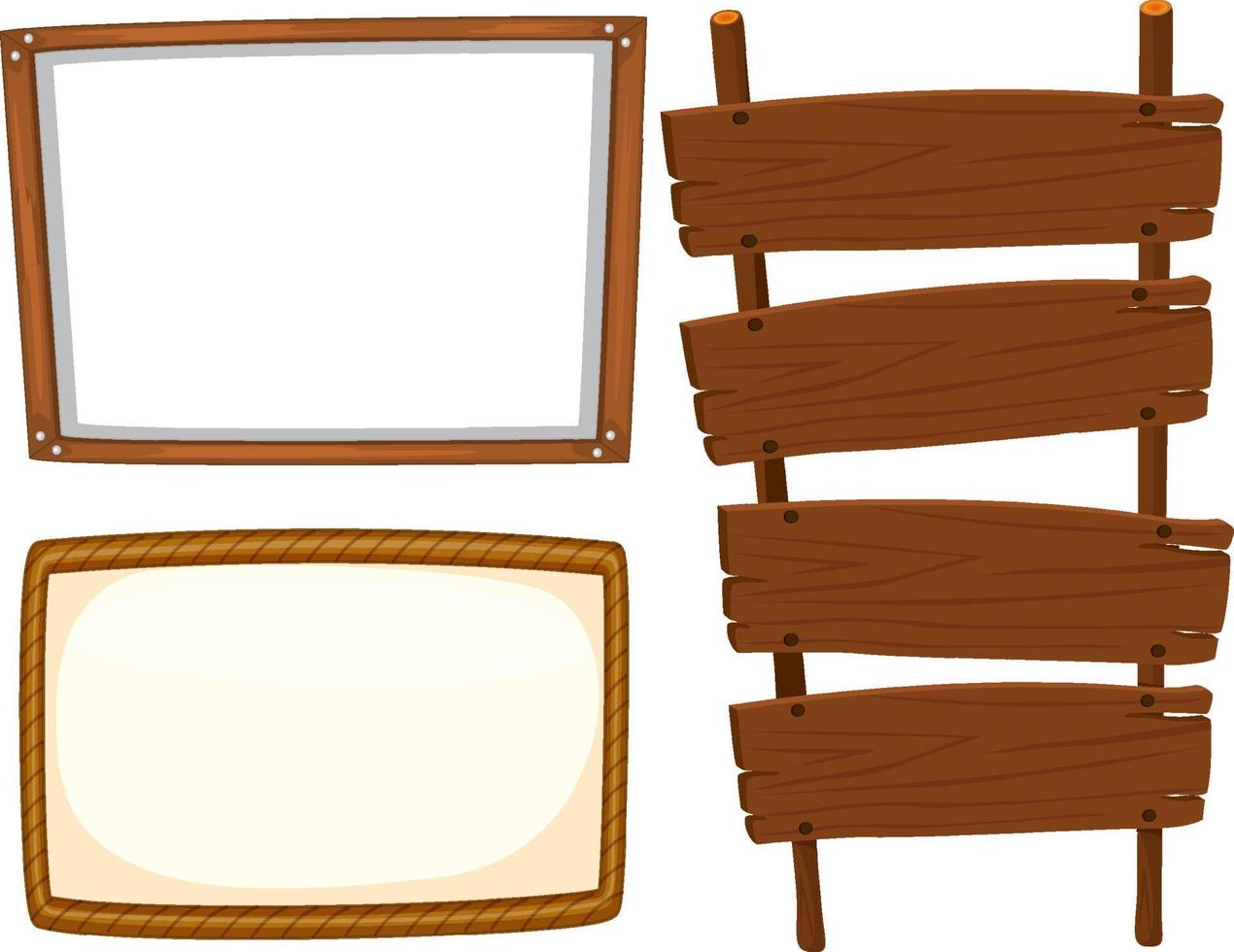 Set of wooden sign banner vector