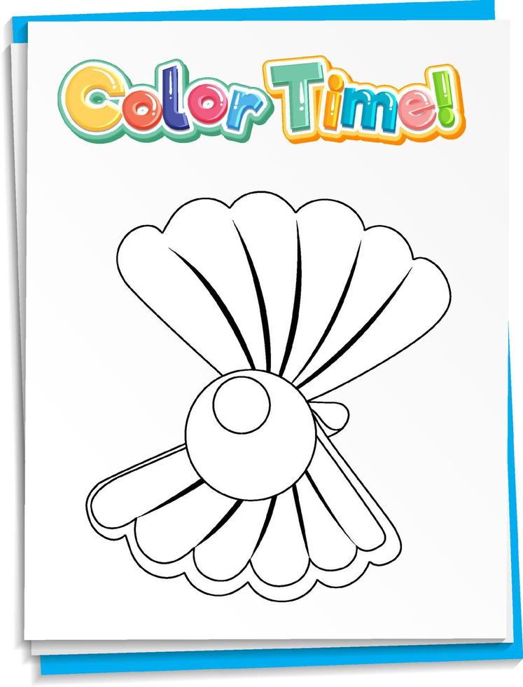 Worksheets template with color time text and oyster outline vector