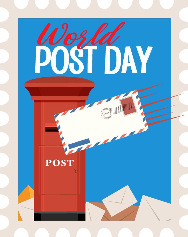 World Post Day banner with a postbox and envelope vector