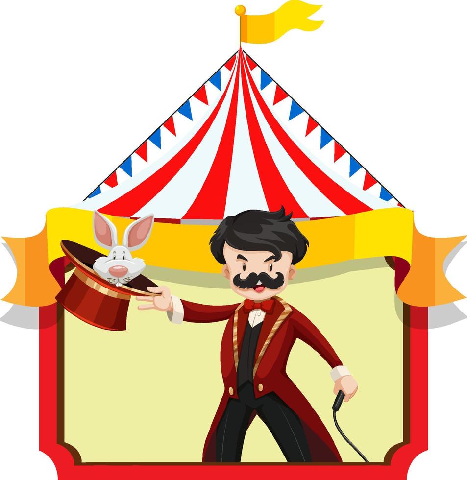 Magician with white rabbit and hat vector