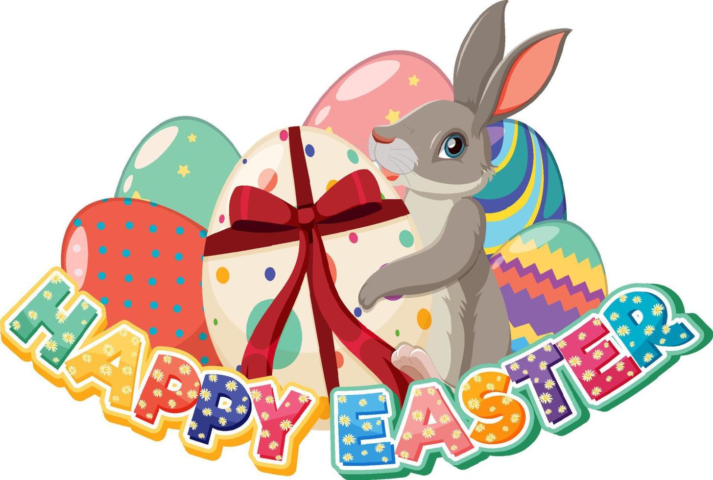 Happy Easter design with bunny and eggs vector