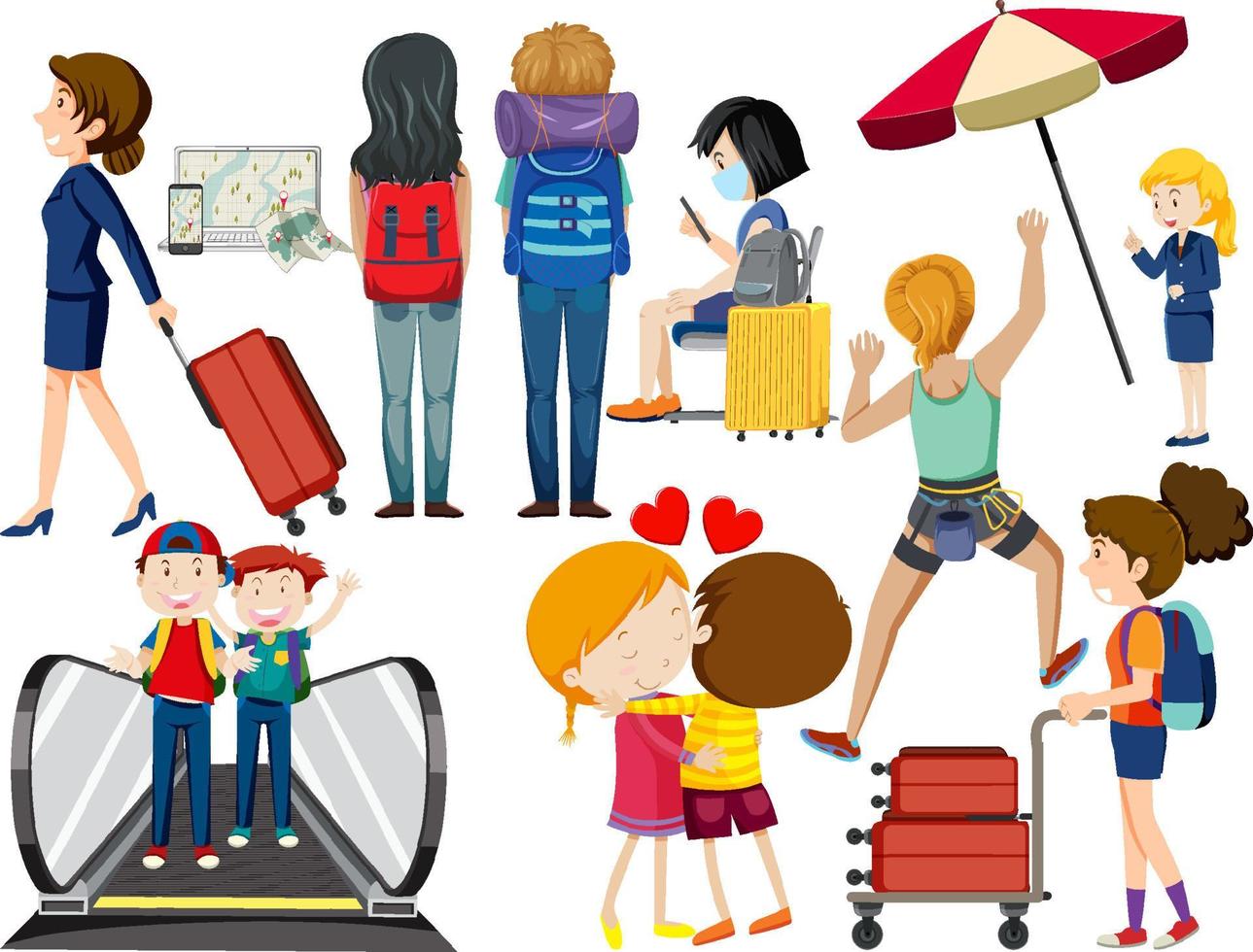 Set of people in different actions vector