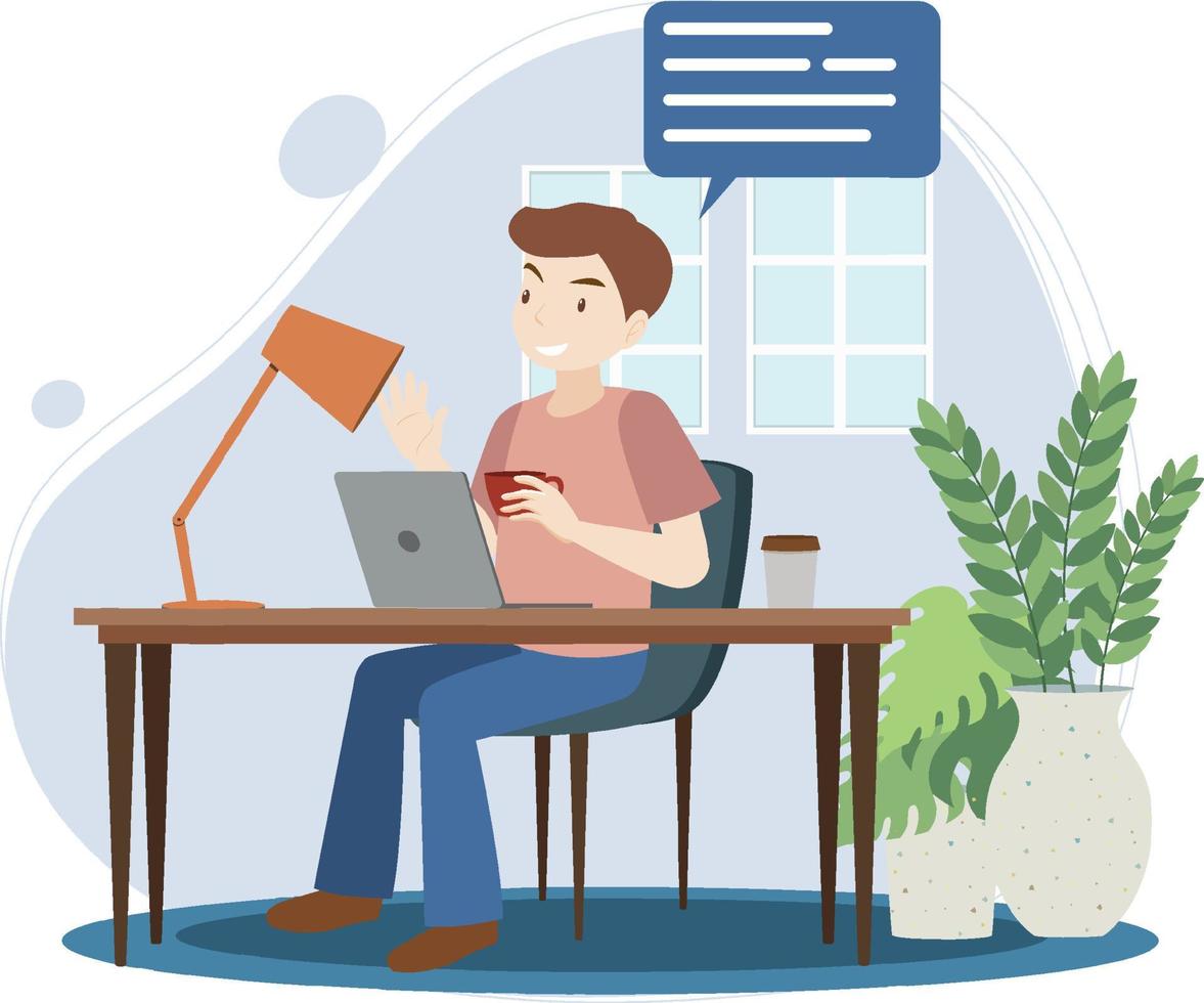 Work at home concept in flat design vector