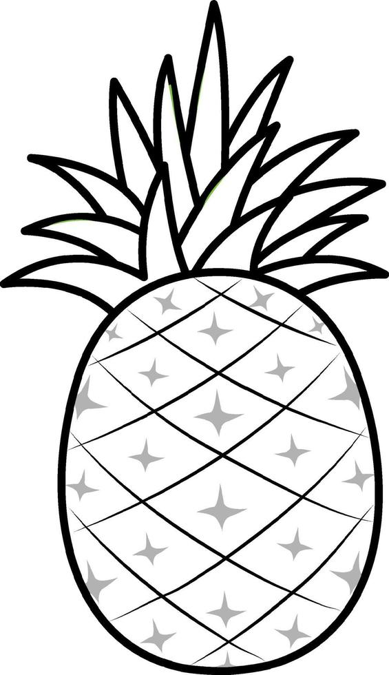 Pineapple doodle outline for colouring vector