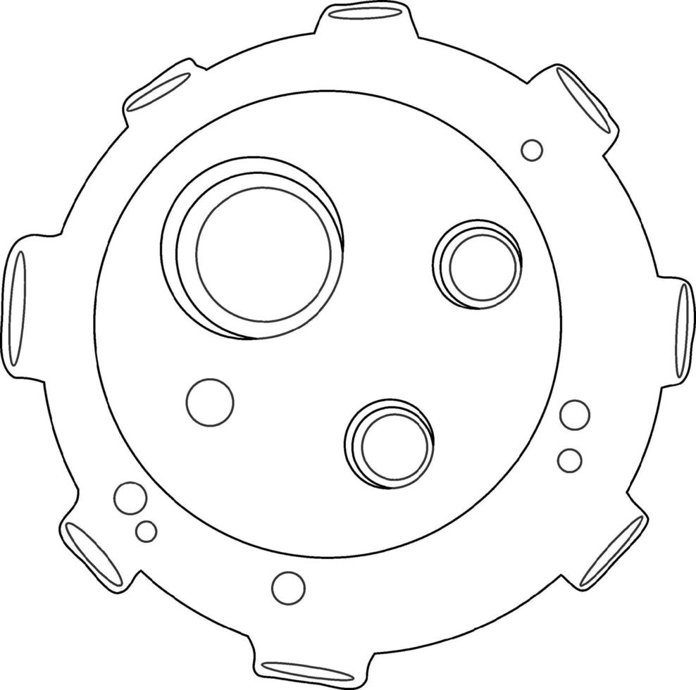 Planet black and white doodle character vector