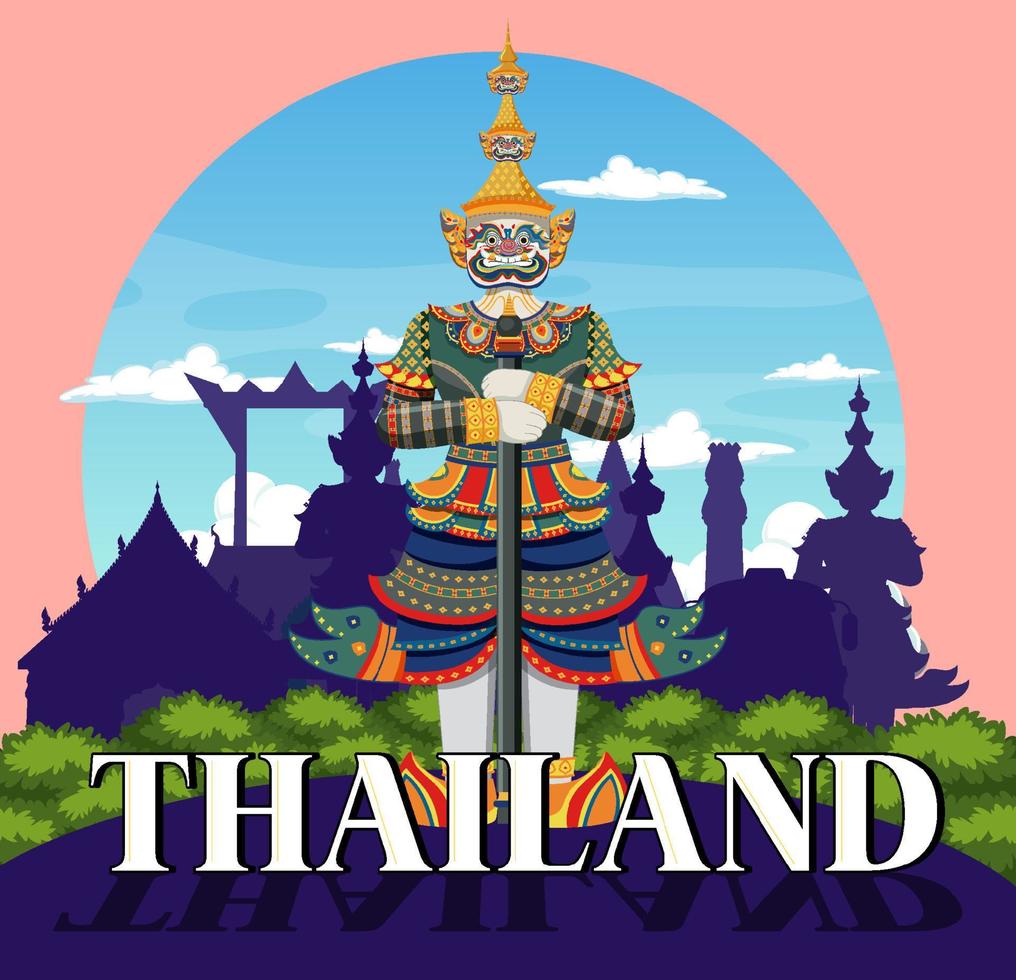 Demonios gigantes Tailandia atracción y paisaje icono vector