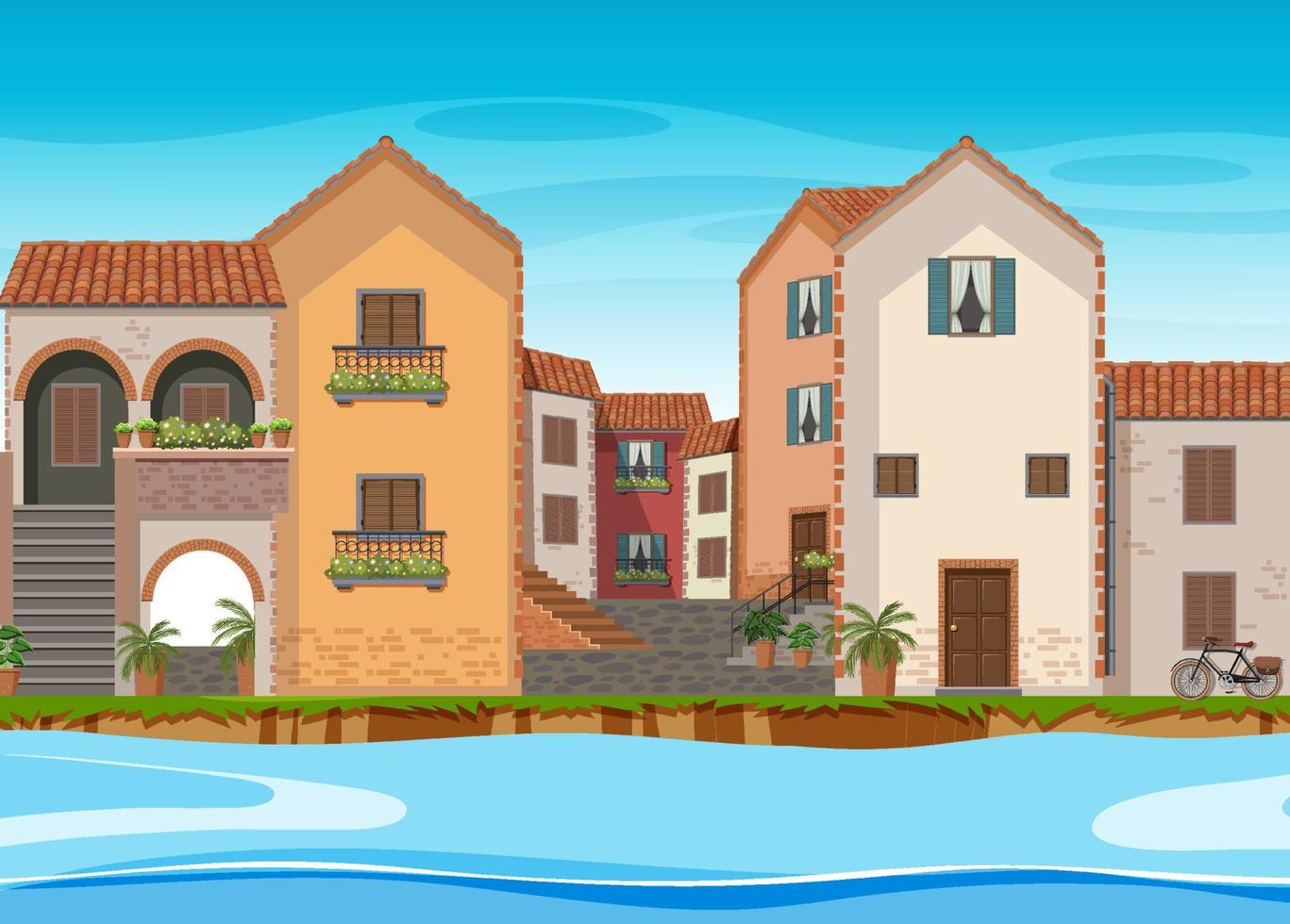 Scene with many buildings in city vector