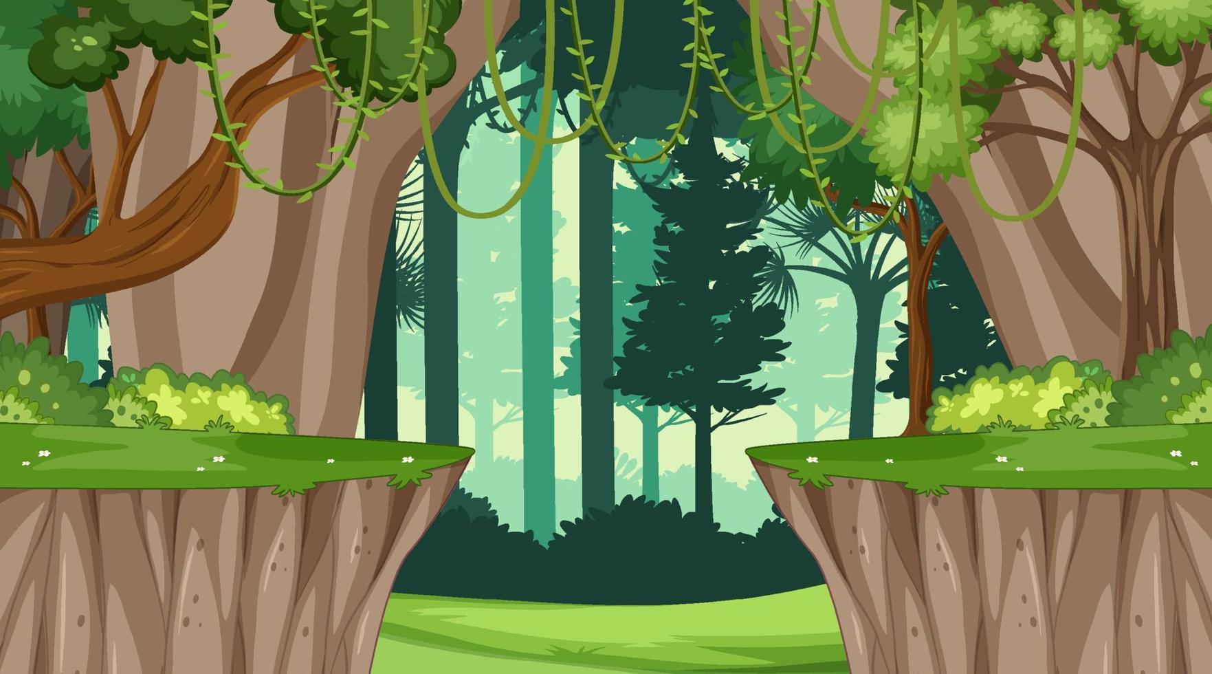 escena de la naturaleza con muchos árboles vector