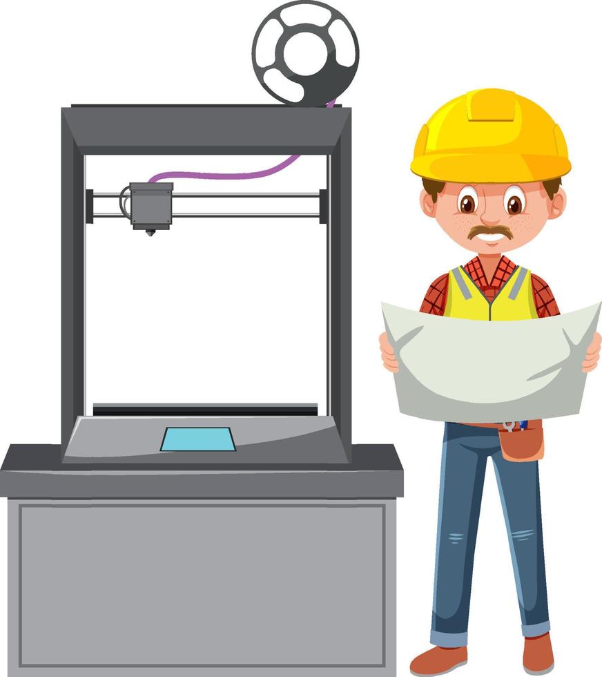 A robotic engineer controlling machine vector