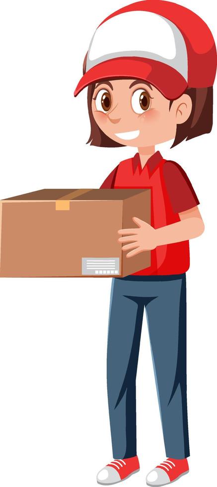 Delivery man cartoon character on white background vector