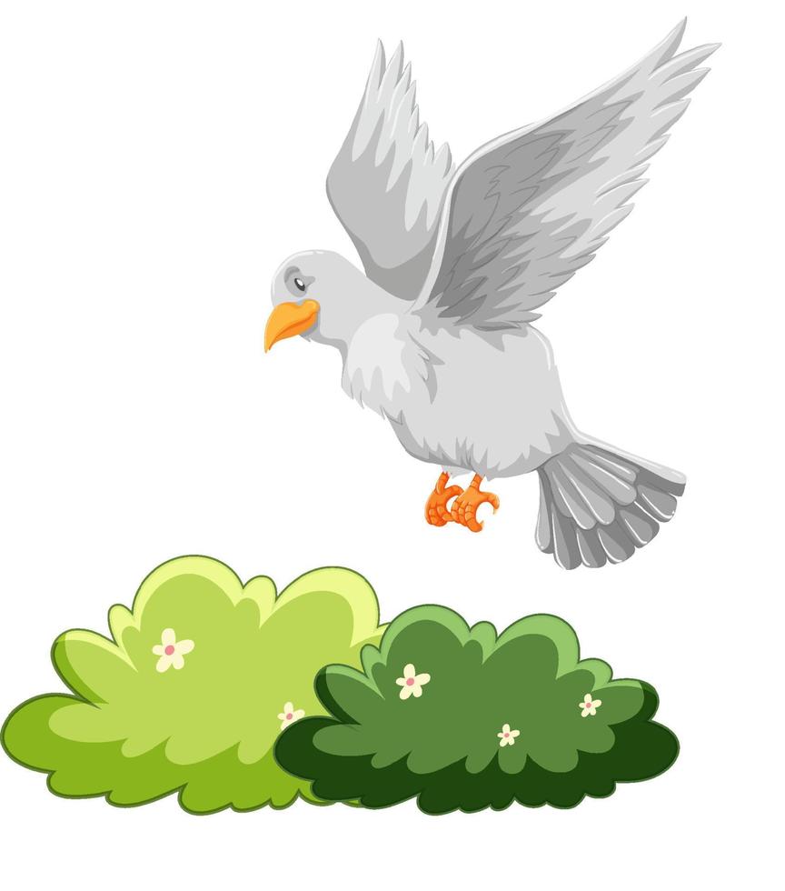 White dove flying over bush vector