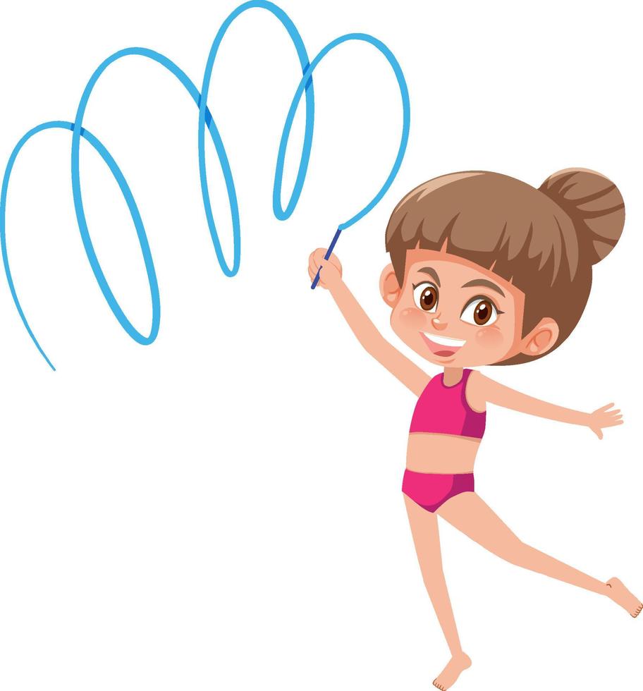 Cute girl doing gymnastic ribbon vector