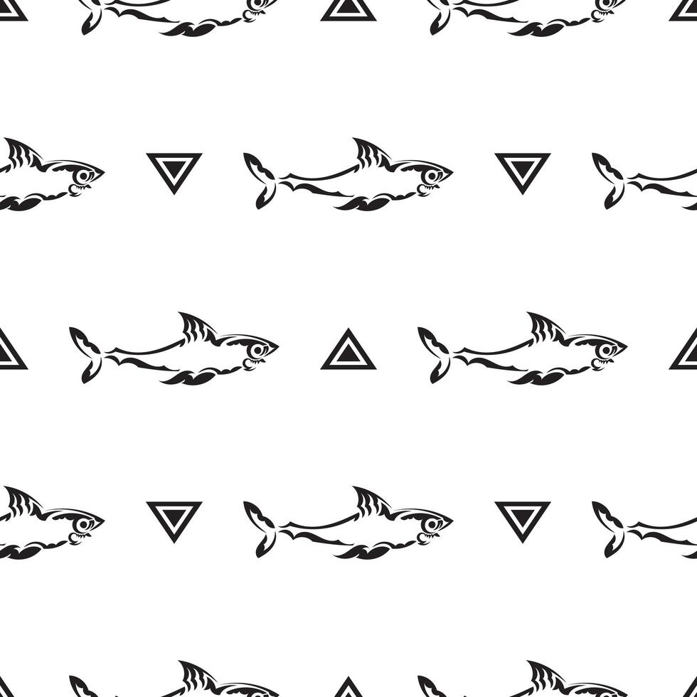 patrón blanco y negro sin costuras con tiburones. bueno para prendas, textiles, fondos y estampados. ilustración vectorial vector