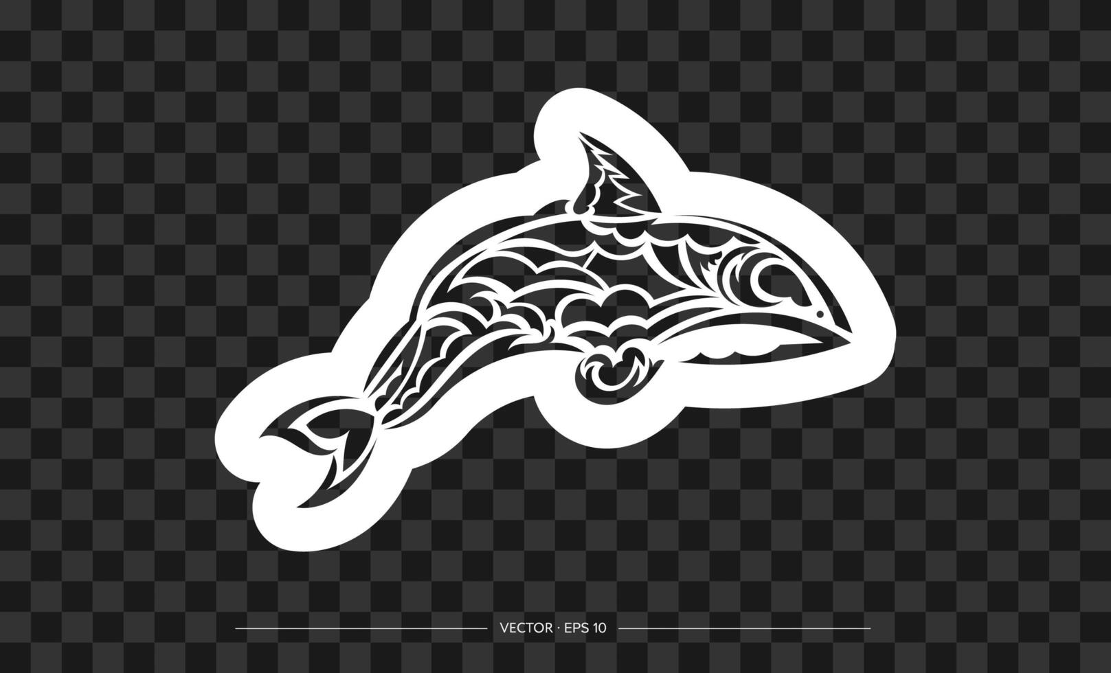 Estampado de ballenas al estilo samoano. aislado. vector