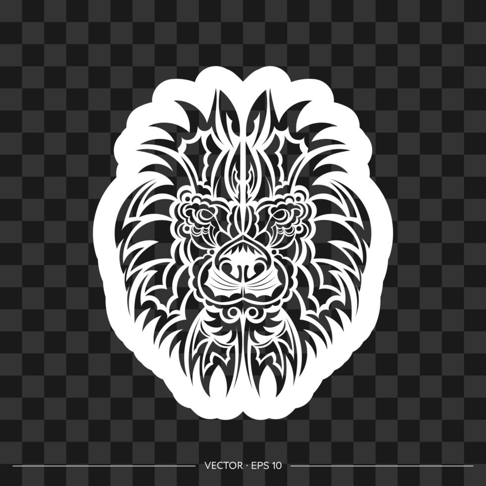 A lion head in tribal style on a transparent background vector