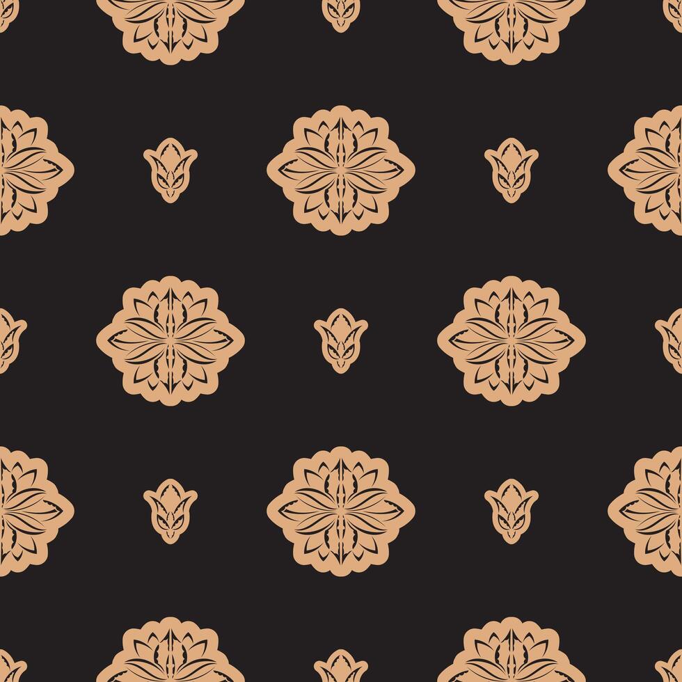 Dark solid color Seamless pattern with lotuses in Simple style. Good for backgrounds and prints. Vector illustration.
