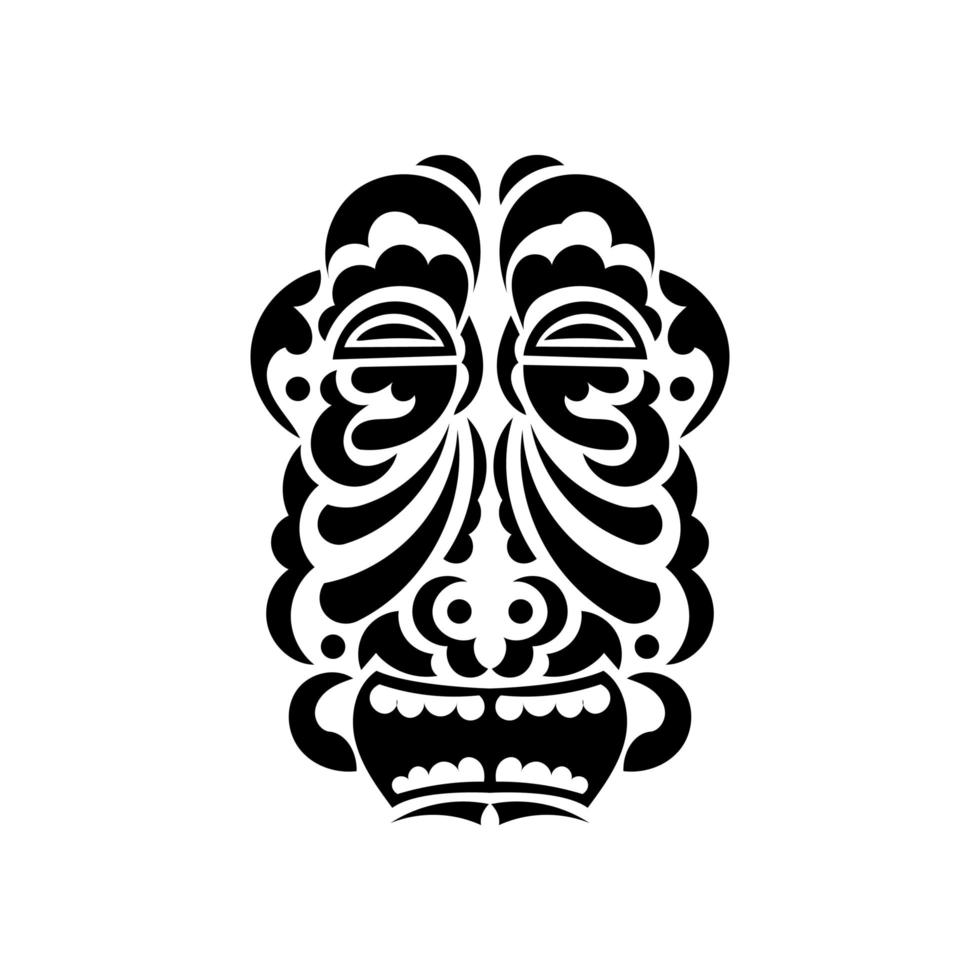 The face of the chief in the style of Hawaiian ornaments. Samoan tattoo designs. Good for prints. Isolated. Vector