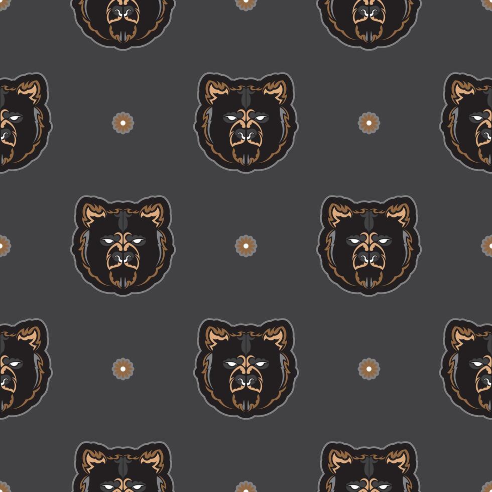 Seamless pattern with BEAR FACE in Simple style. Good for covers, fabrics, postcards and printing. illustration. vector