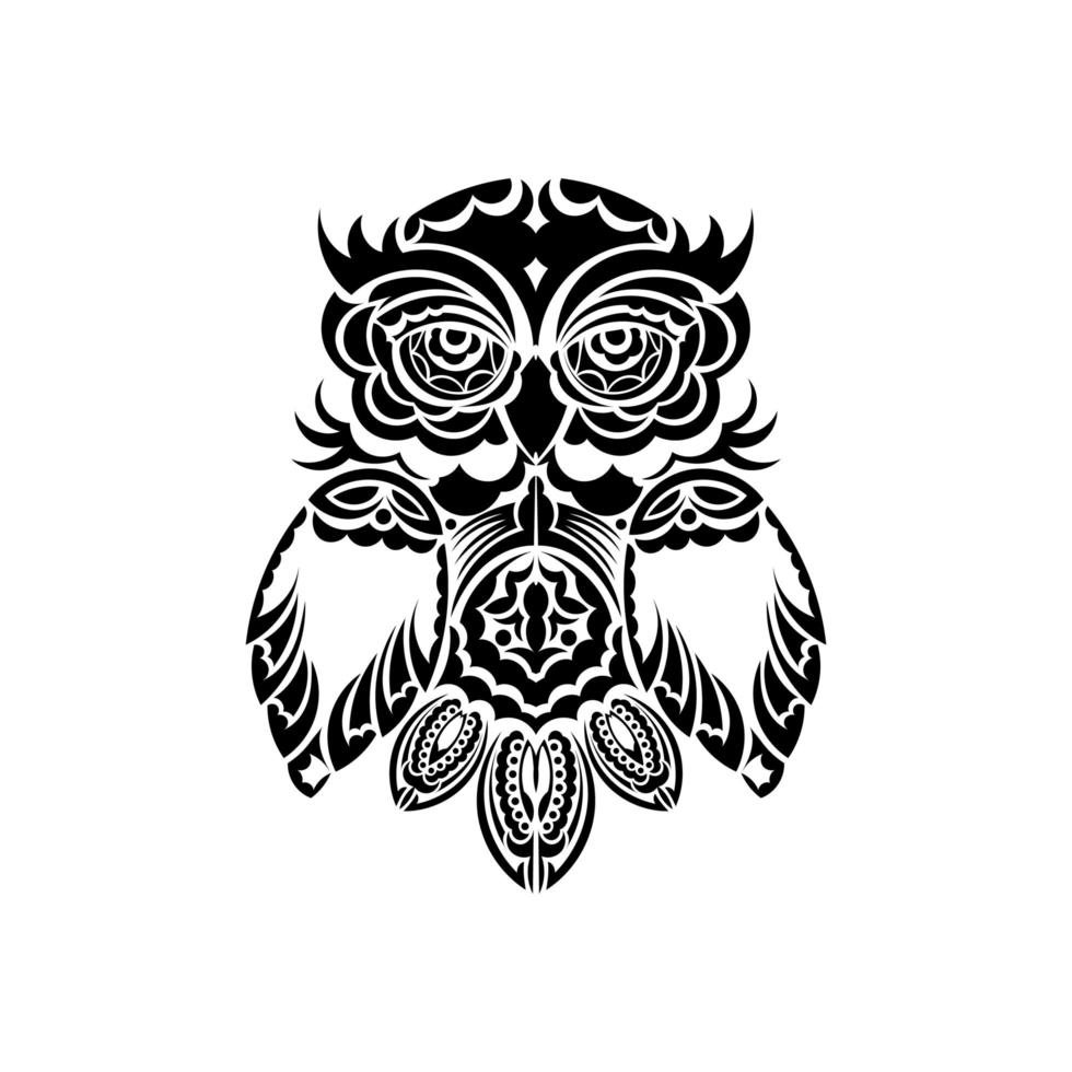 Owl from patterns. Good for tattoos or prints. Vector