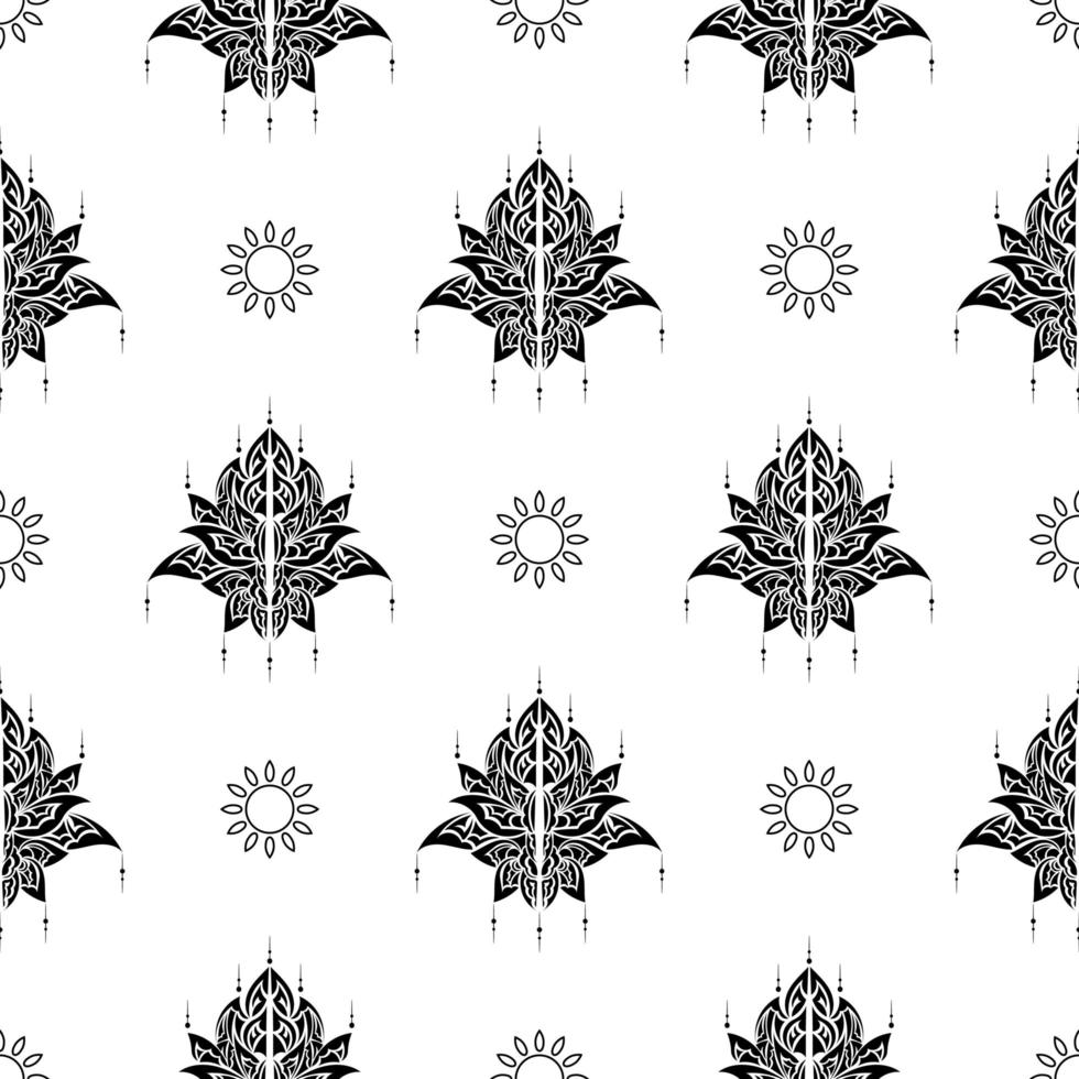patrón sin costuras de loto. en blanco y negro. Bueno para ropa y textiles. ilustración vectorial vector