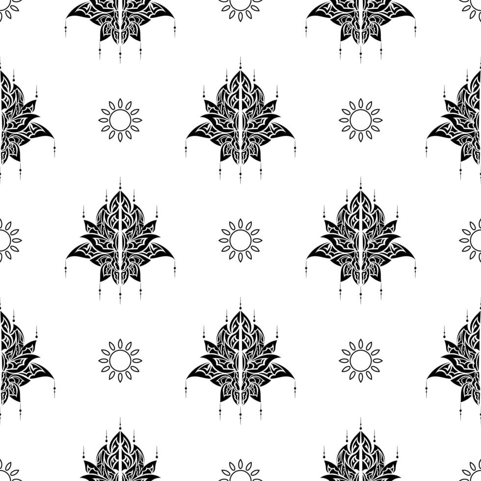 Lotus seamless pattern. Black and white. Good for clothing and textiles. illustration. vector