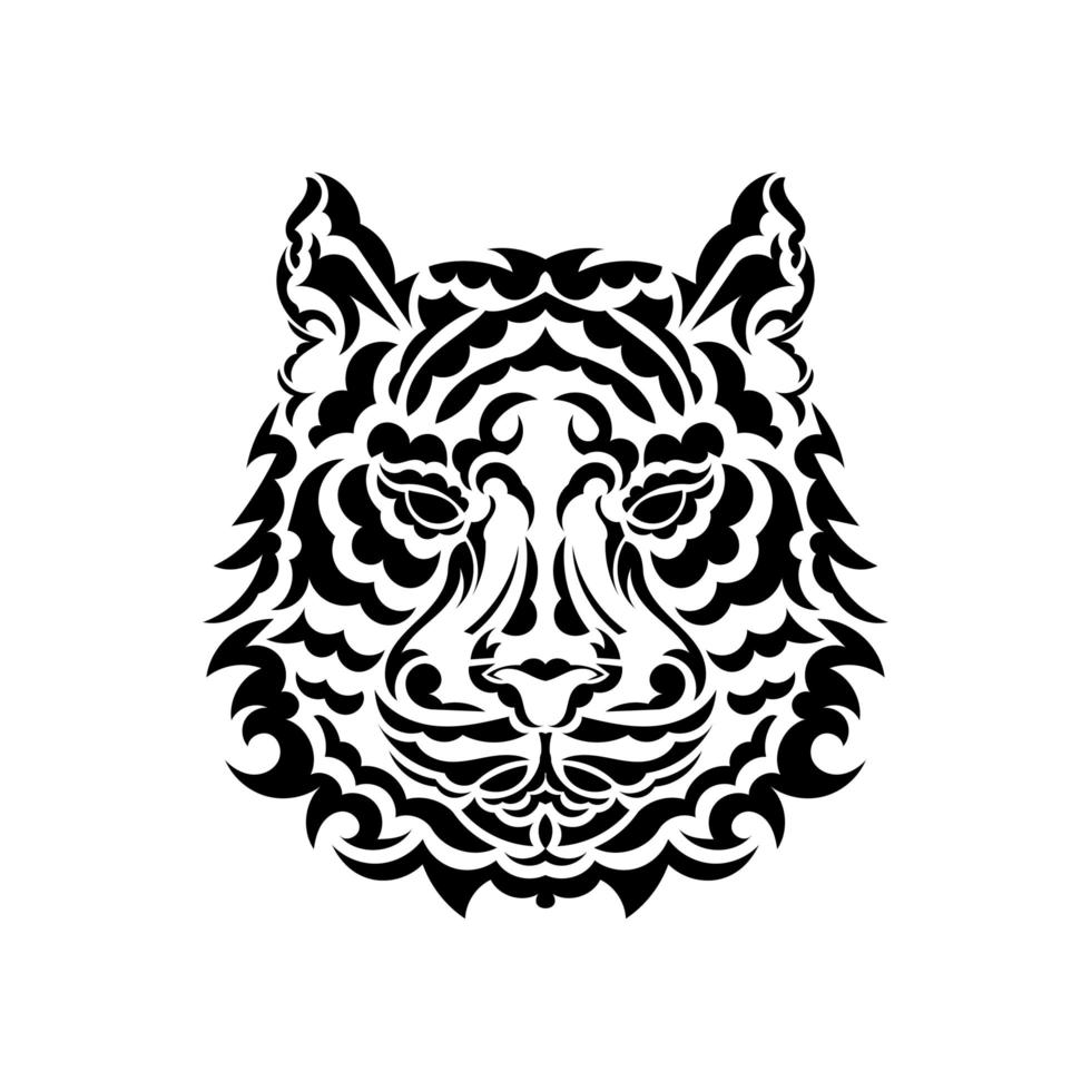 Tiger face tattoo on white background. Vector