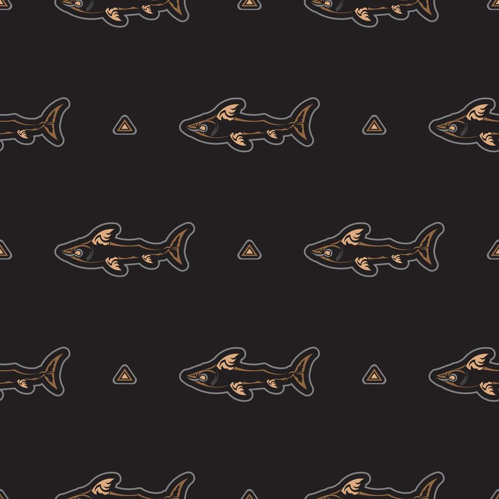 Seamless dark pattern with sharks. Good for covers, fabrics, postcards and printing. Vector