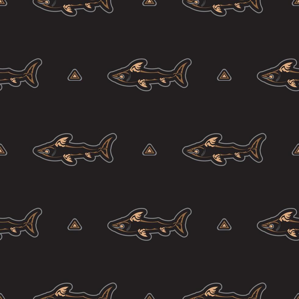 Seamless dark pattern with sharks. Good for covers, fabrics, postcards and printing. Vector