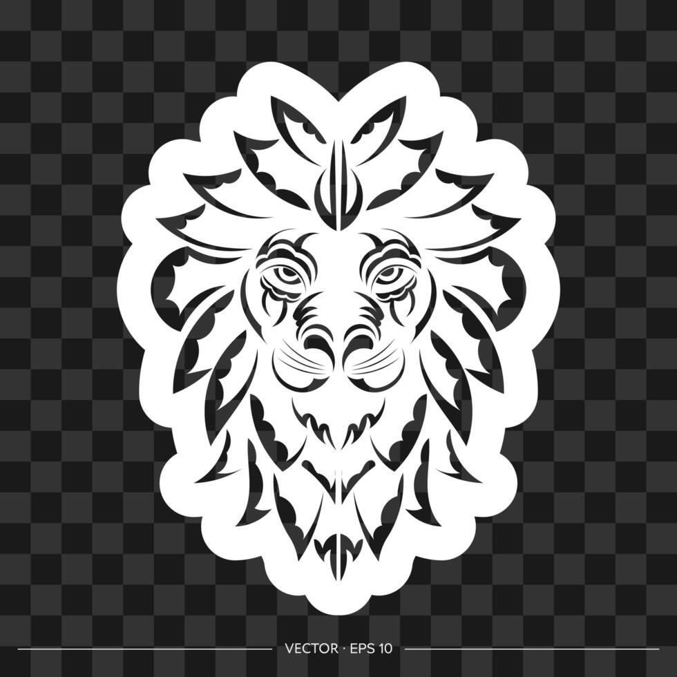 Lion print. Lion's face in boho style. Vector