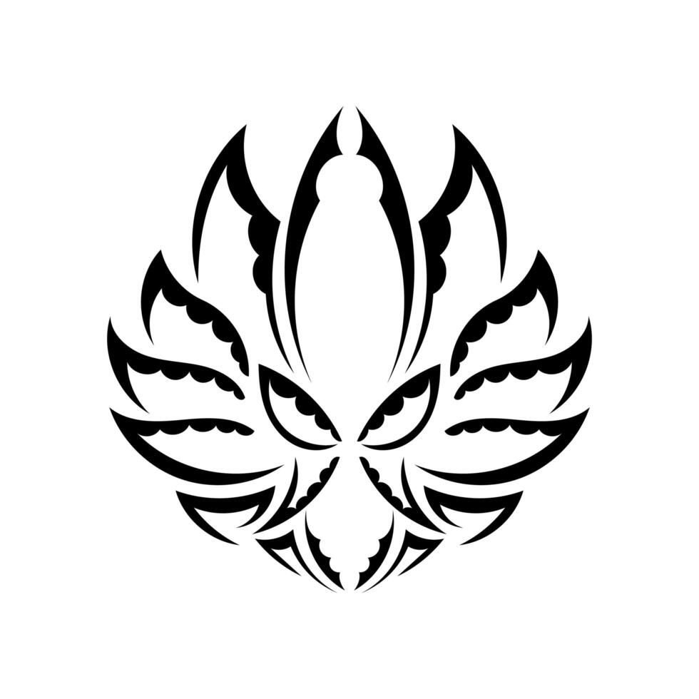Black and white tattoo lotus pattern in simple style. Isolated. Vector