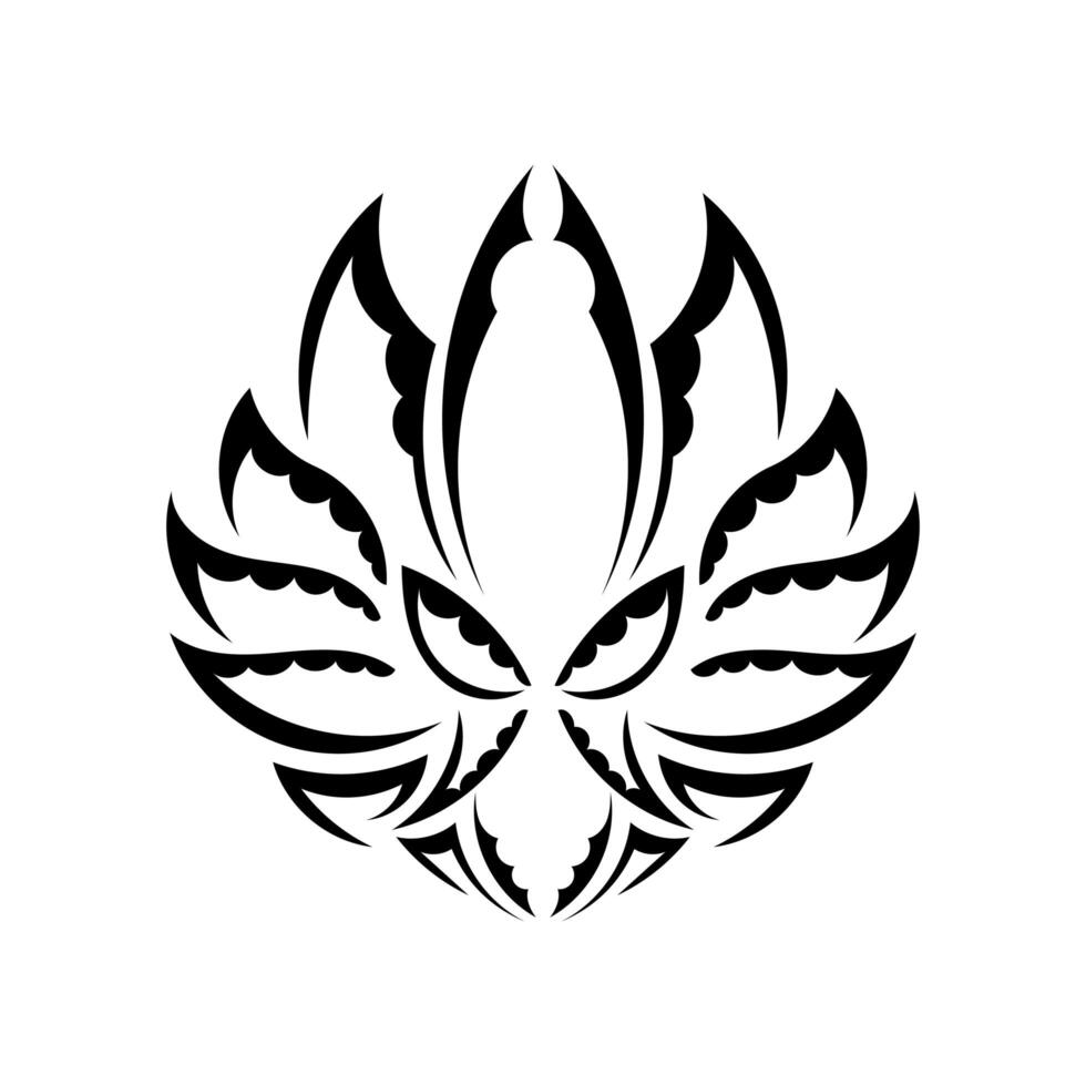 Black and white tattoo lotus pattern in simple style. Isolated. Vector