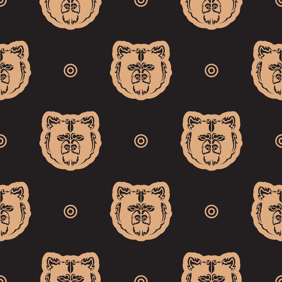 Seamless pattern with BEAR FACE in Simple style. Good for mural wallpaper, fabric, postcards and printing. illustration. vector