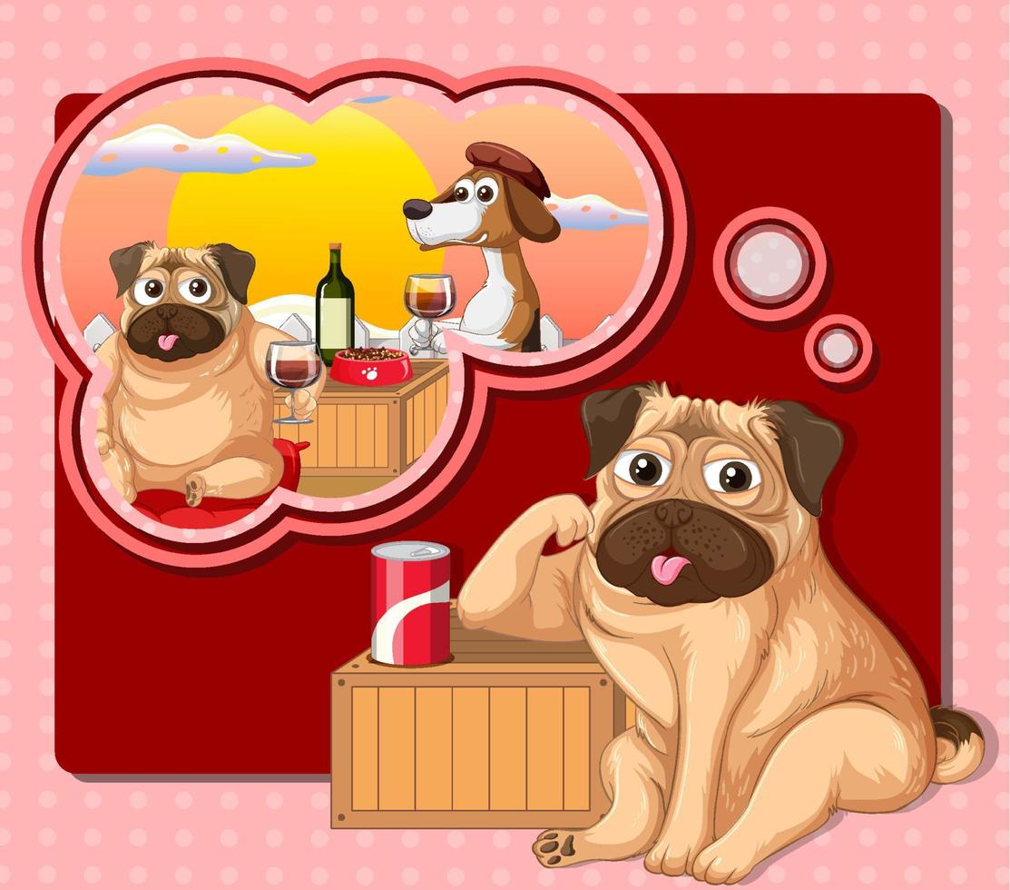 A dog thinking with callouts vector