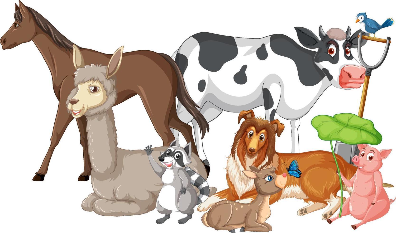 Many animals sitting in group vector
