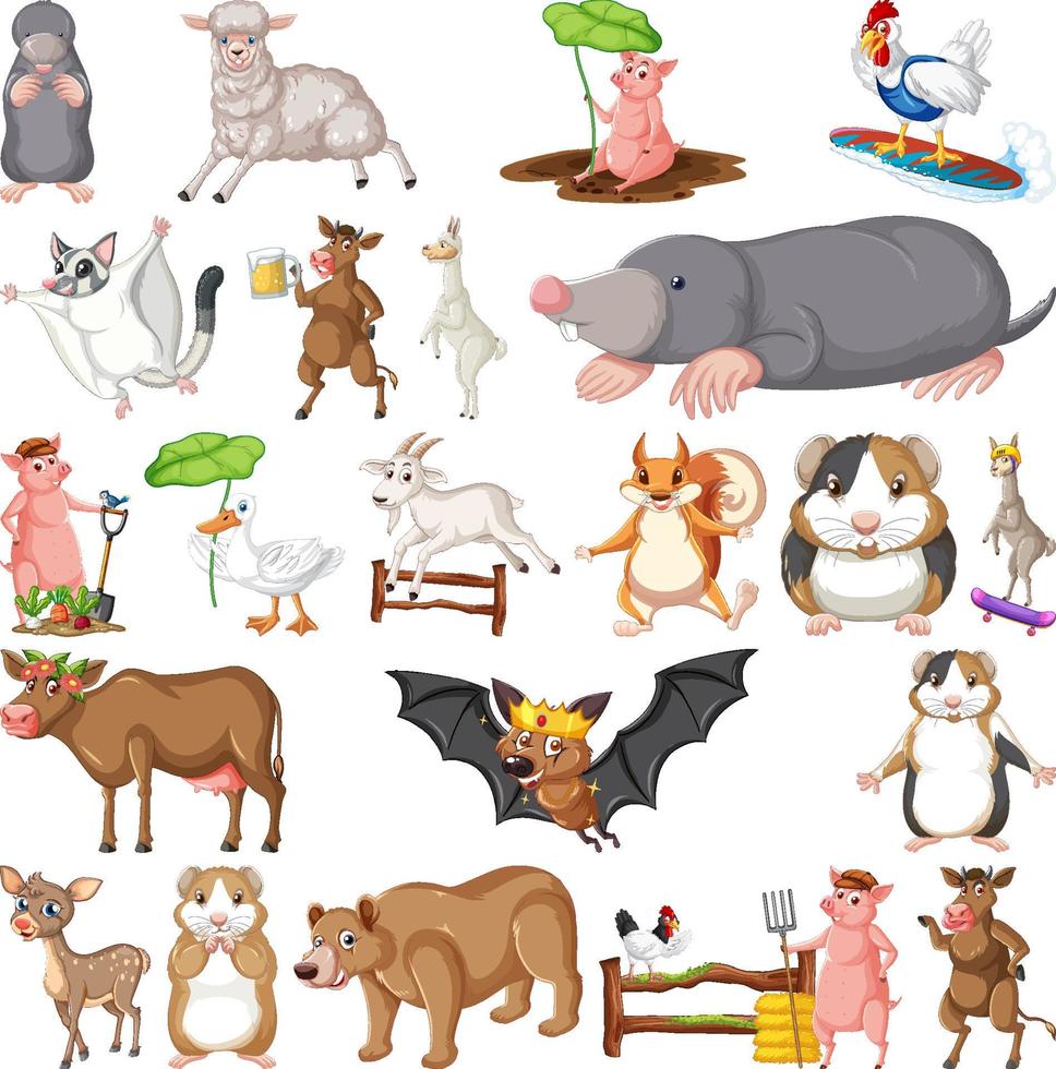 conjunto de diferentes niños de animales vector