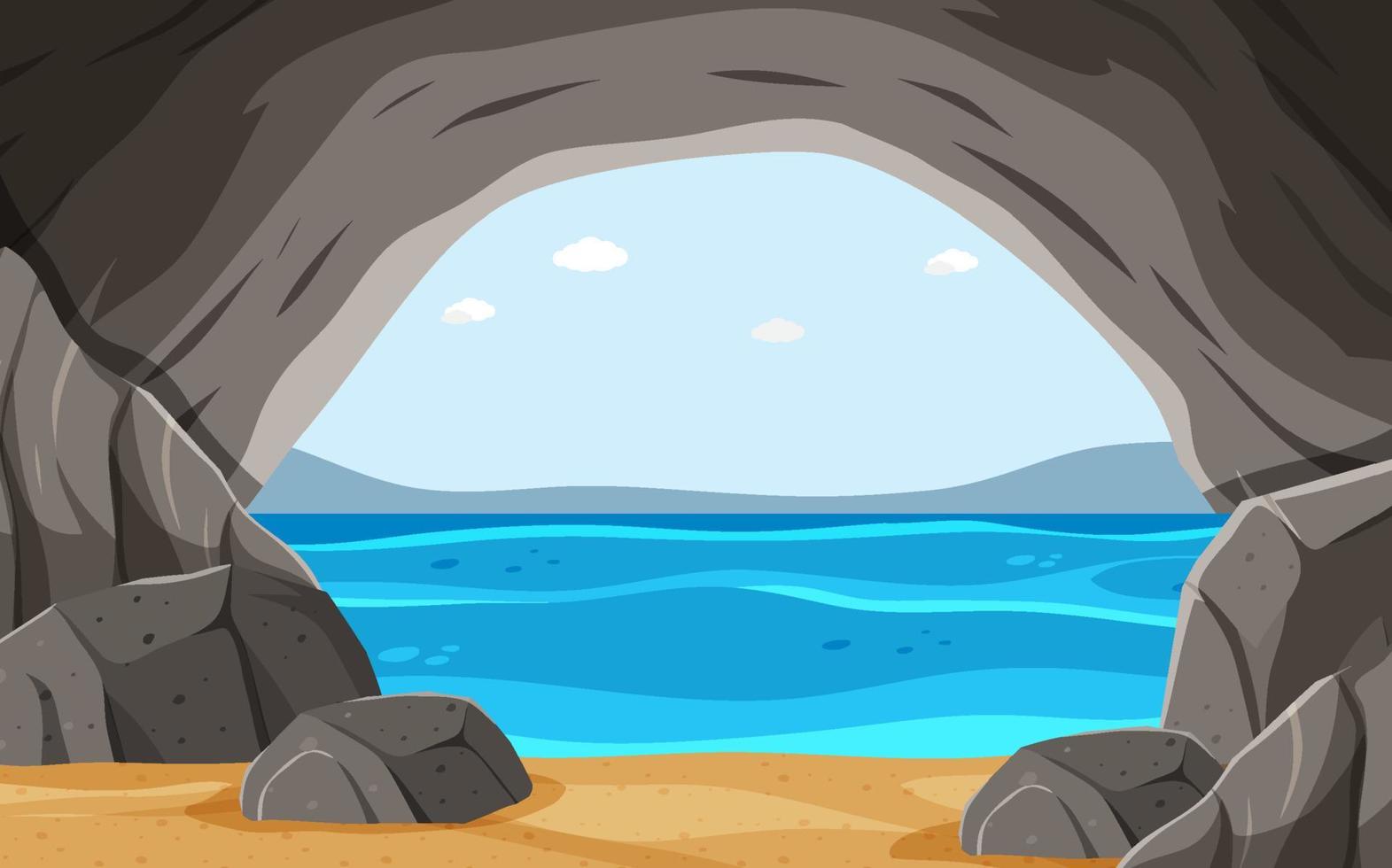 Sea cave background in cartoon style vector