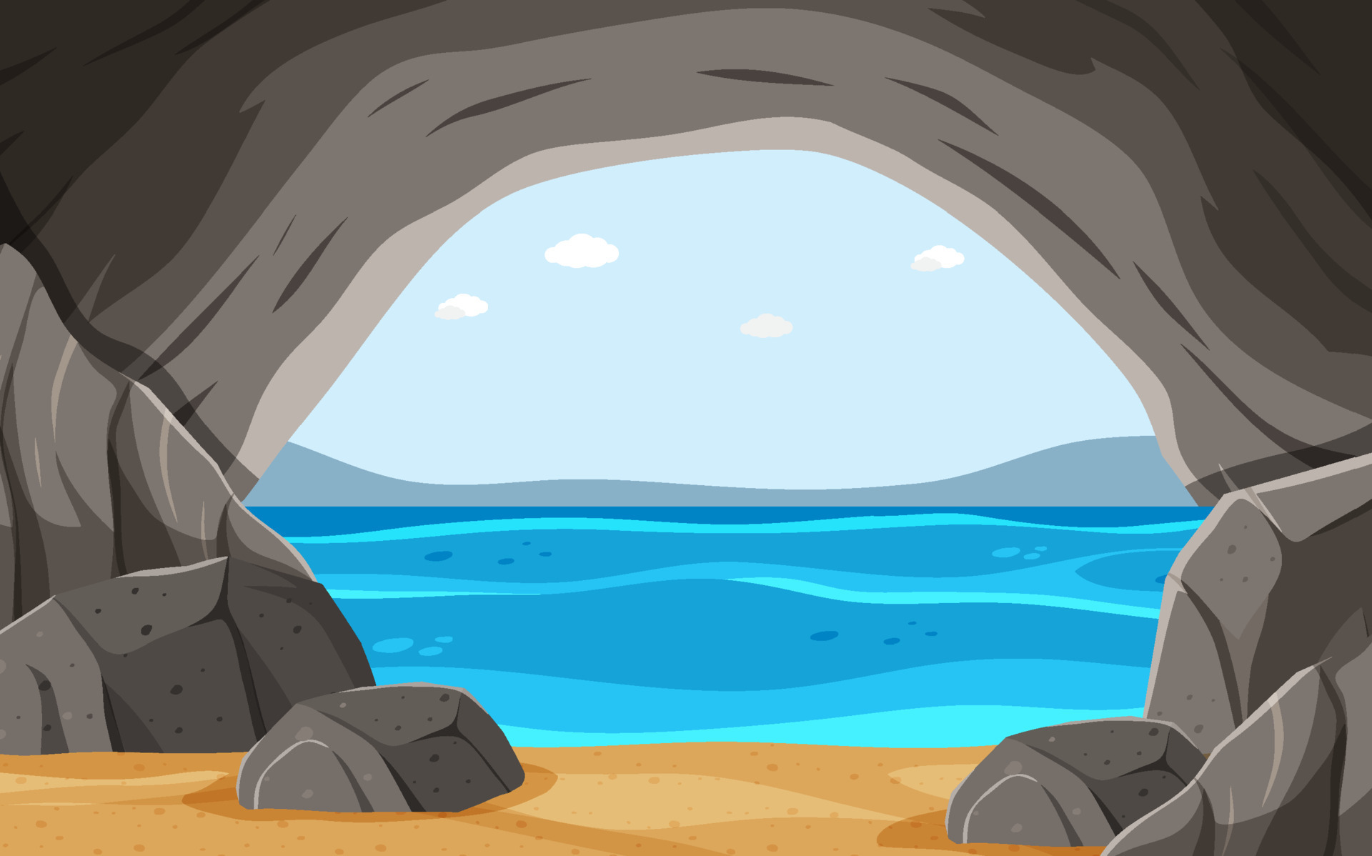 Sea cave background in cartoon style 6769520 Vector Art at Vecteezy