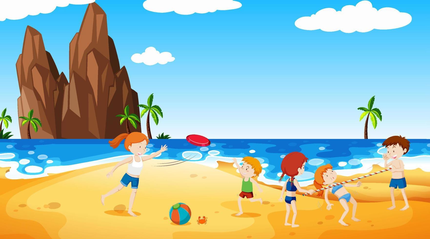 Scene with people on the beach vector