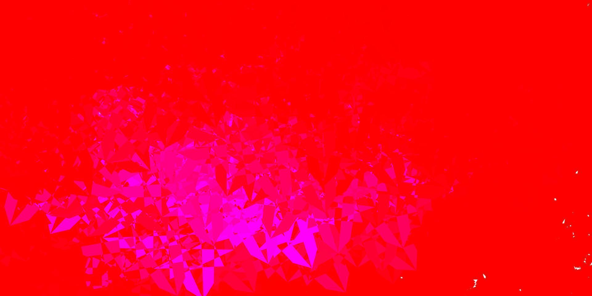 textura de vector rosa claro, rojo con triángulos al azar.