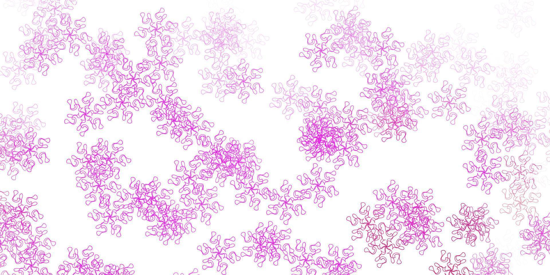 Light pink vector doodle template with flowers.