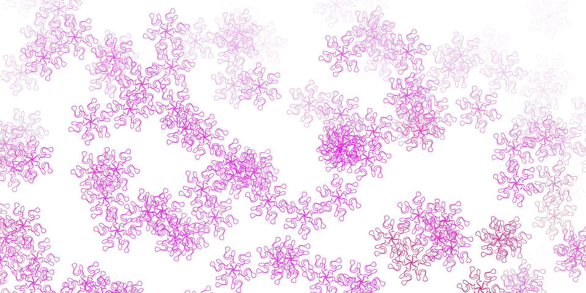 plantilla de doodle de vector rosa claro con flores.